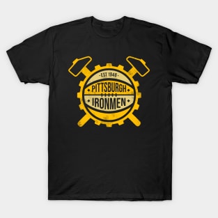 Retro Distressed Pittsburgh Ironmen Defunct Basketball Design T-Shirt